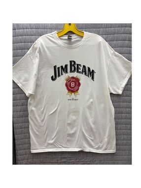 Jim Beam Cotton Graphic T-Shirt Men's XL White Short Sleeve Bourbon Whiskey